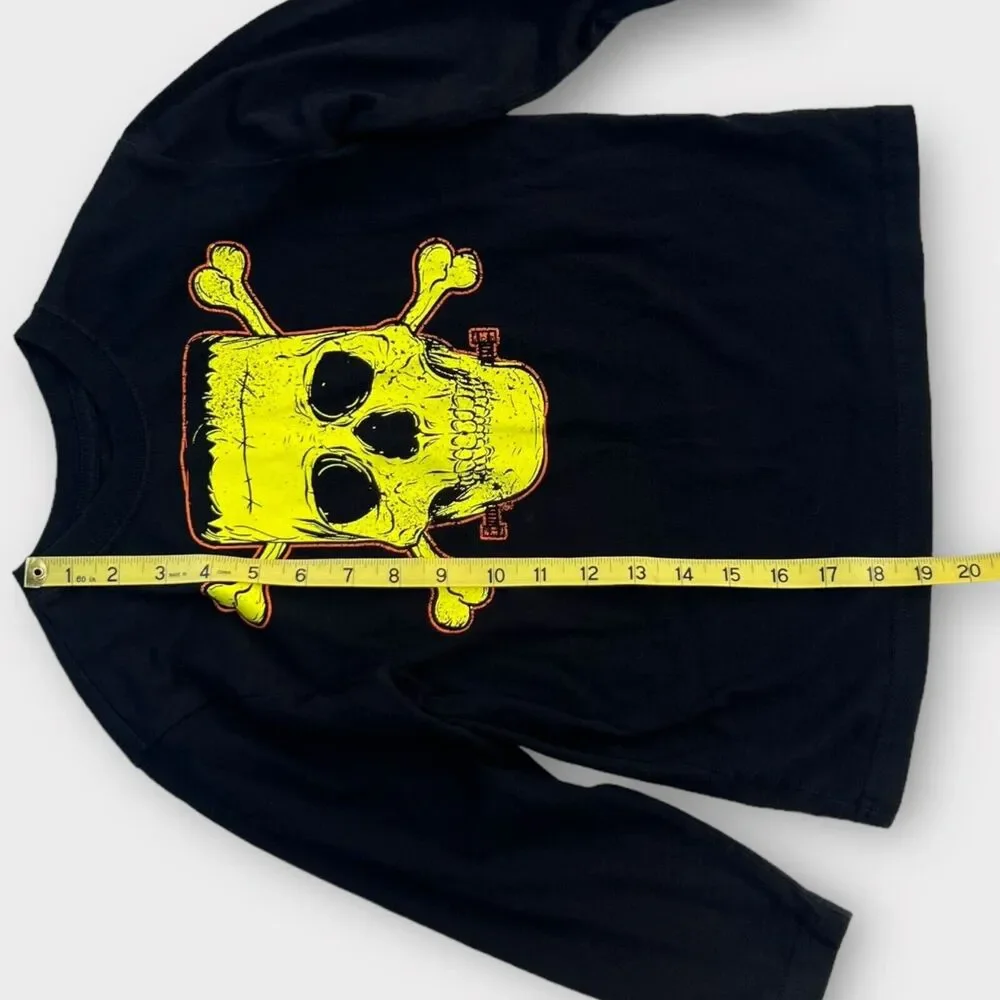 The Children's Place Boy's Black Frankenstein's Monster Skull T-Shirt Size 5-6